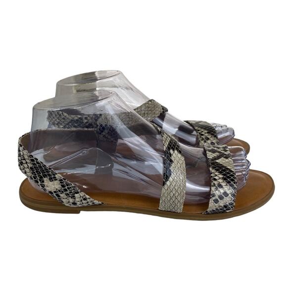Abound Strappy Black and Cream Snake Print Women's Sandals Size 8 - Picture 6 of 7